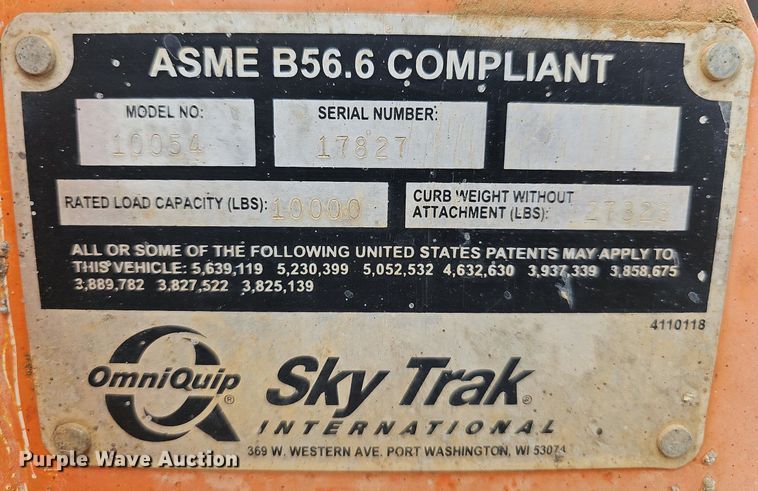 image for item LW9694 2002 SkyTrak 10054  telehandler