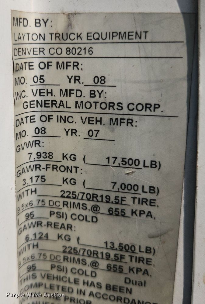 image for item LX9734 2008 Chevrolet C4500  dump truck