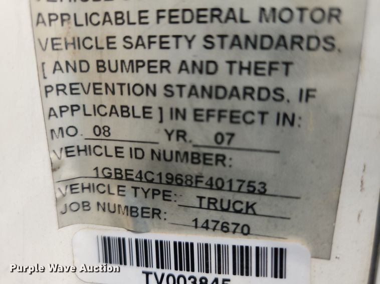 image for item LX9734 2008 Chevrolet C4500  dump truck