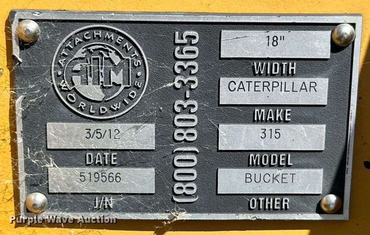 image for item MB9579 Caterpillar 315  excavator bucket