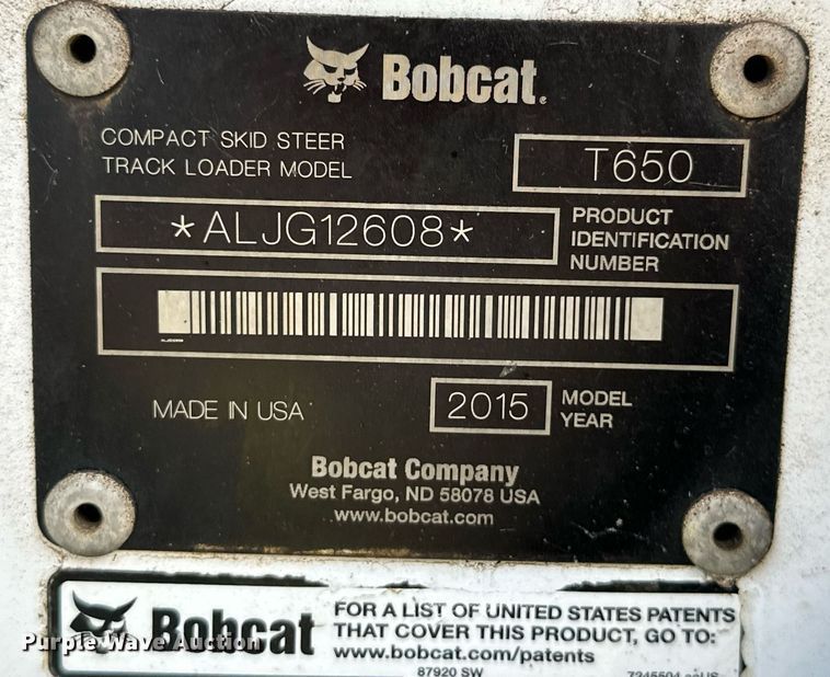 image for item MB9586 2015 Bobcat T650  tracked skid steer loader