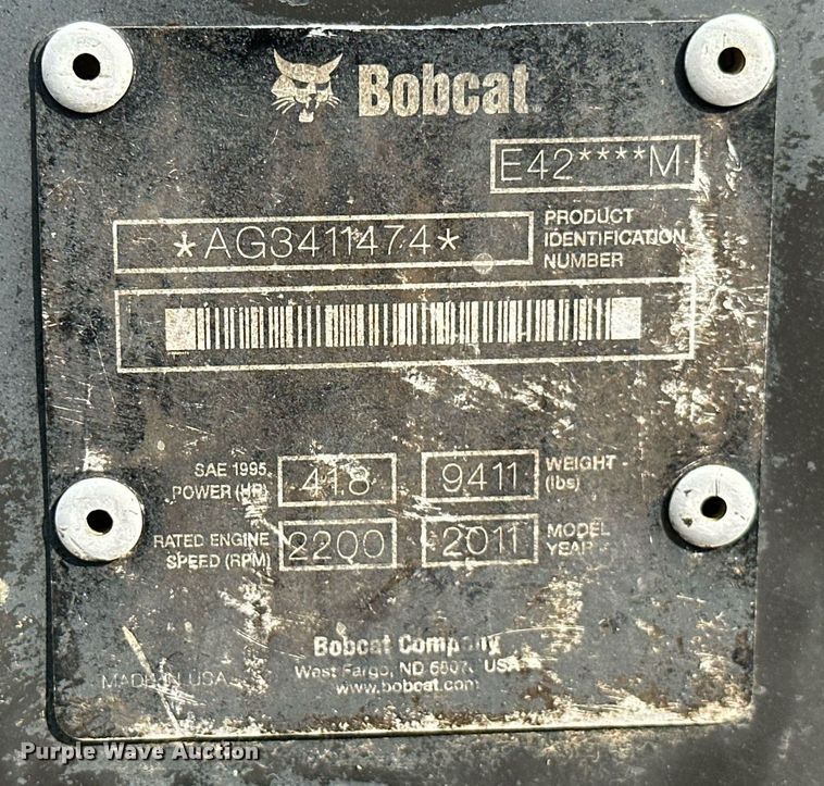 image for item MB9591 2011 Bobcat E42  mini excavator