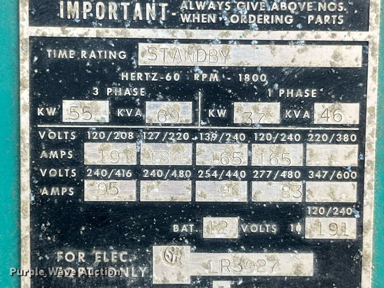 image for item MG9303 Onan 55OEN-15R/13448B  generator