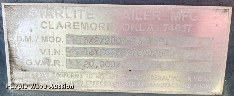 image for item MG9951 2007 Starlite  equipment trailer