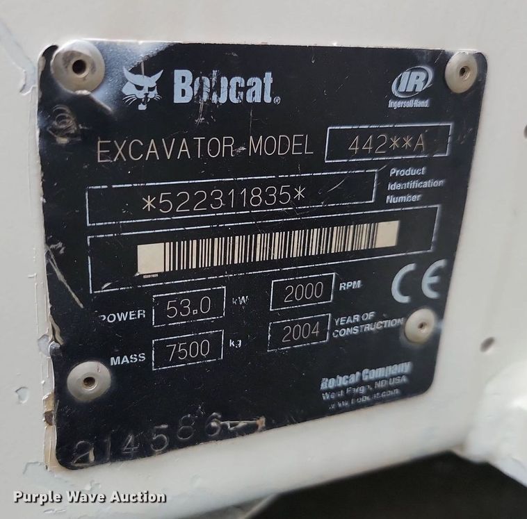 image for item ML9499 2004 Bobcat 442A  mini excavator