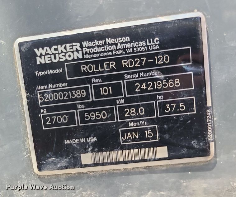 image for item MO9908 Wacker Neuson RD27  double drum vibratory roller