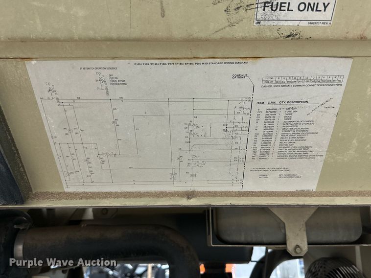 image for item NI9806 2004 Ingersoll Rand P185WJD  air compressor