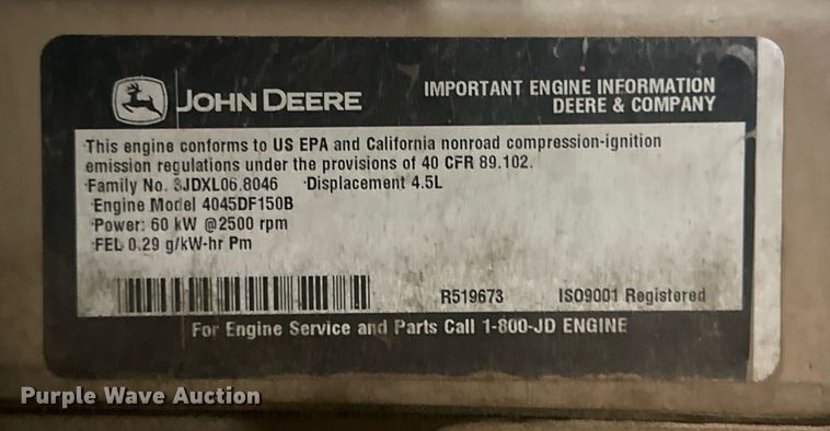 image for item NI9806 2004 Ingersoll Rand P185WJD  air compressor