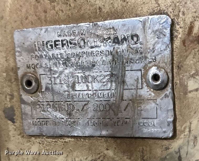 image for item NI9807 2000 Ingersoll Rand P185WJD  air compressor