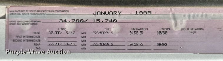 image for item OC9023 1995 White GMC WB  utility / service truck