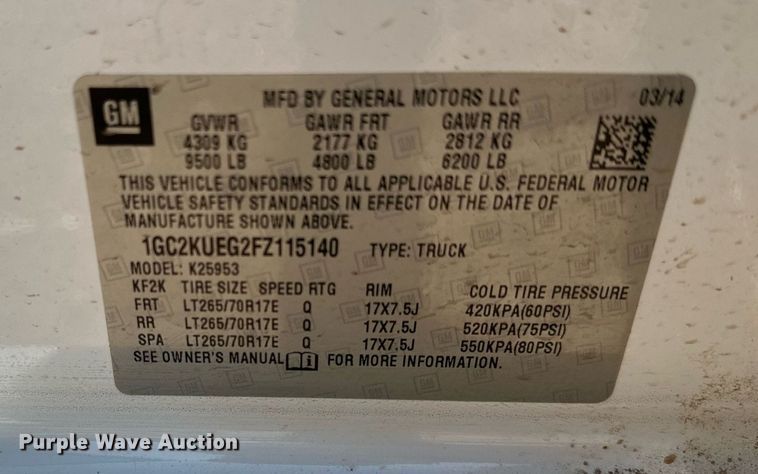 image for item OC9031 2015 Chevrolet Silverado 2500HD  Double Cab utility bed pickup truck