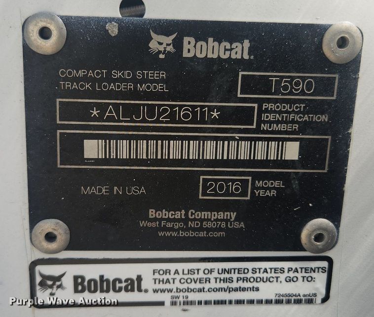 image for item OK9554 2016 Bobcat T590  tracked skid steer loader