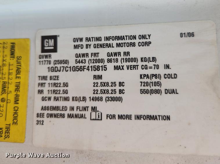 image for item OK9572 2006 GMC C7500  dump truck