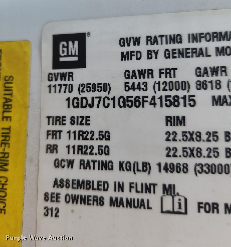 image for item OK9572 2006 GMC C7500  dump truck