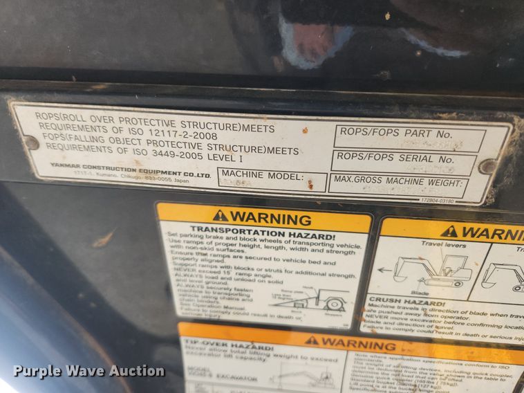 image for item OK9580 2017 Yanmar ViO45-6A  mini excavator