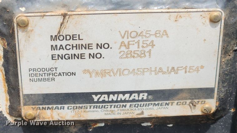 image for item OK9580 2017 Yanmar ViO45-6A  mini excavator