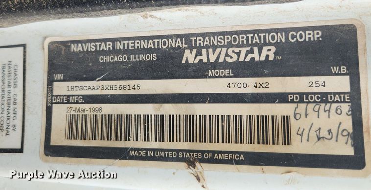 image for item OK9582 1999 International 4700  dump truck