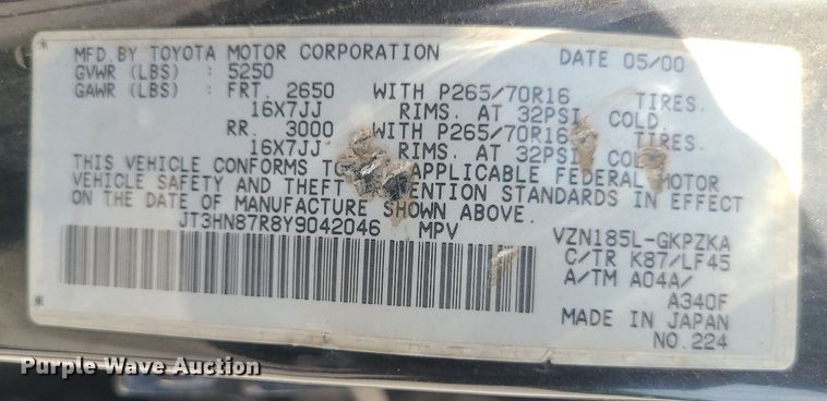 image for item BR9811 2000 Toyota 4Runner Limited  SUV