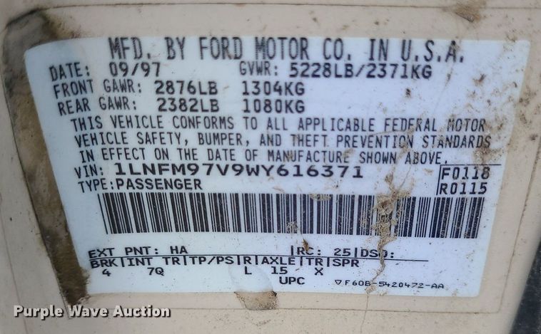 image for item DK1978 1998 Lincoln Continental