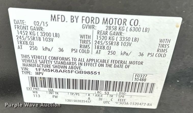 image for item DO5154 2015  Ford Explorer Police Interceptor  SUV