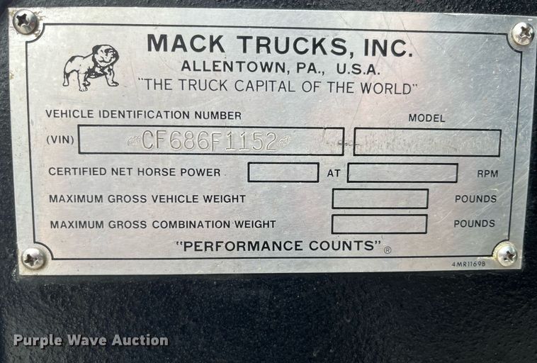 image for item DP0477 1977 Mack CF-600  pumper fire truck