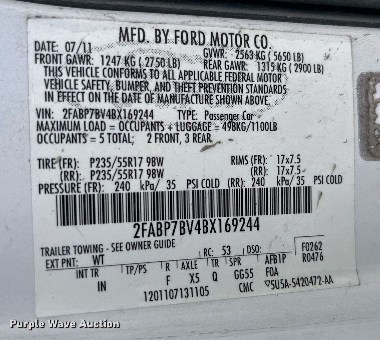 image for item DP0519 2011 Ford Crown Victoria Police Interceptor