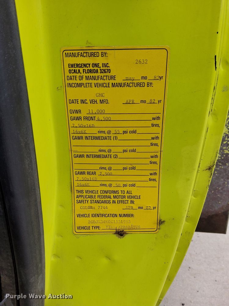 image for item DP3277 1982 GMC K3500  rescue vehicle