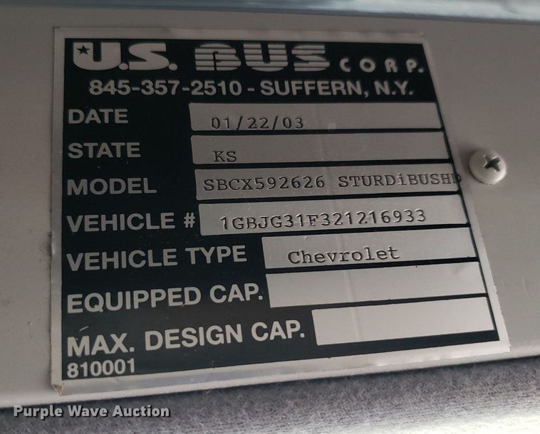 image for item DP8025 2002 Chevrolet Express G3500  school bus