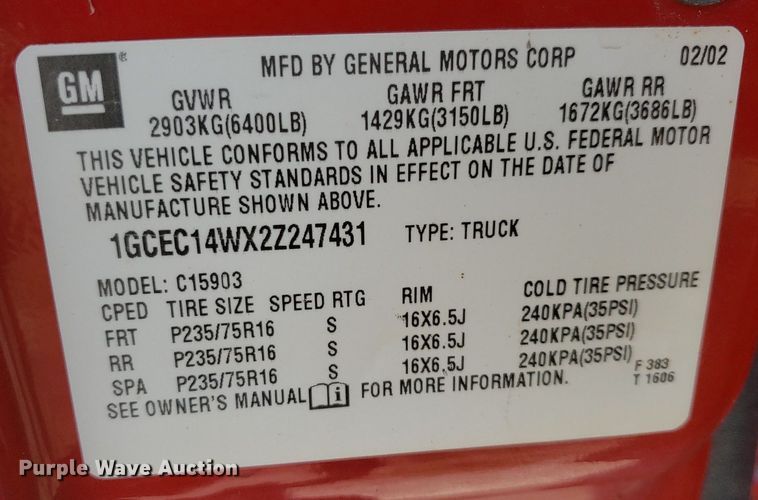 image for item DP8068 2002 Chevrolet Silverado 1500  pickup truck