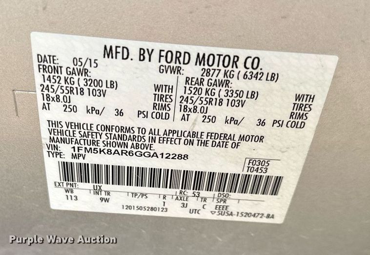 image for item DR5247 2016 Ford Explorer Police Interceptor  SUV