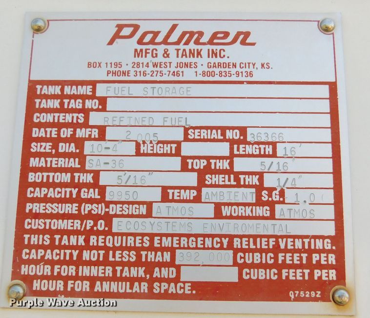 image for item GP9625 2005 Palmer  fuel tank