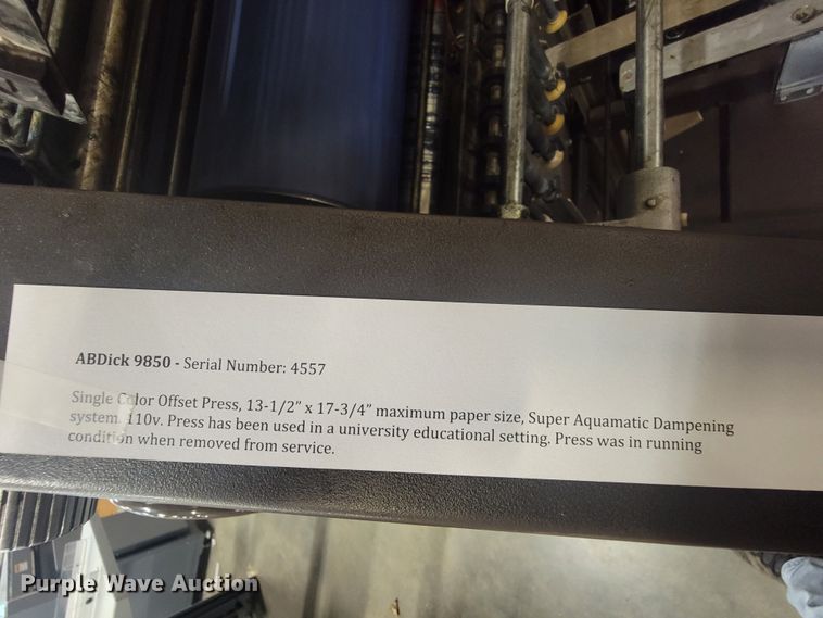 image for item HY9037 Abdick 9850  offset printing press