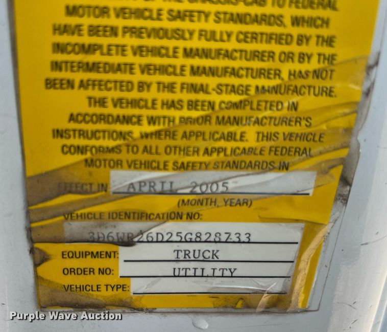 image for item II9183 2005 Dodge Ram 2500  utility bed pickup truck