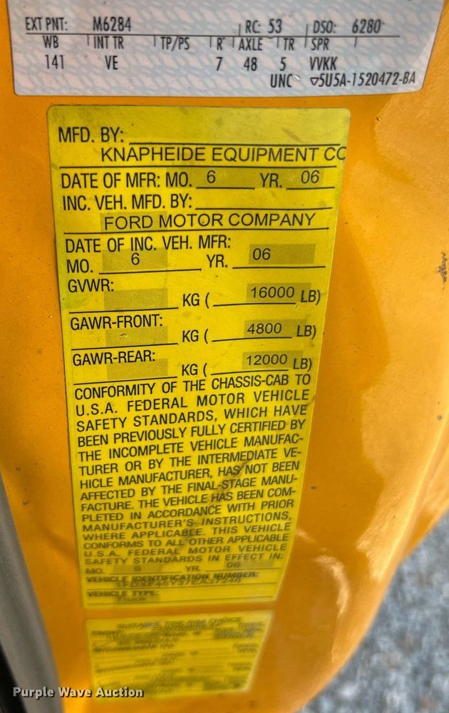 image for item II9184 2007 Ford F450 Super Duty XL  utility / service truck