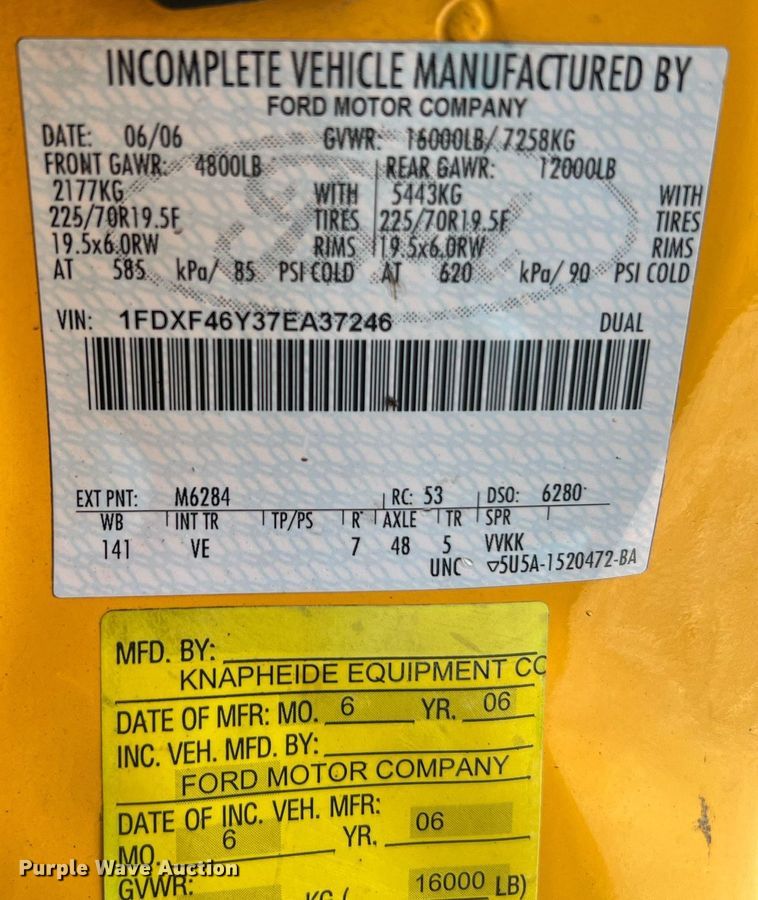 image for item II9184 2007 Ford F450 Super Duty XL  utility / service truck