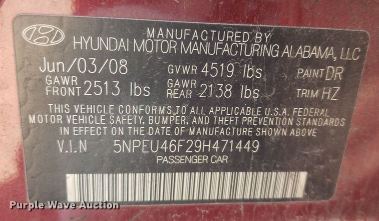 image for item IP9260 2009 Hyundai Sonata