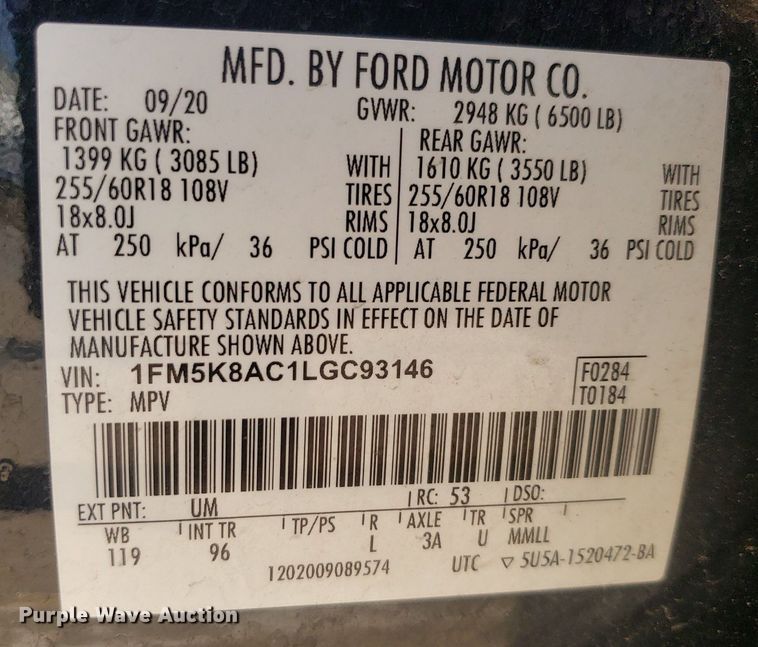 image for item IP9263 2020 Ford Explorer Police Interceptor  SUV