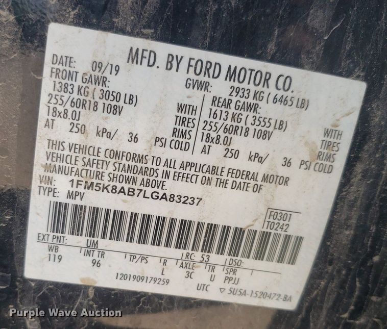 image for item IP9265 2020 Ford Explorer Police Interceptor  SUV