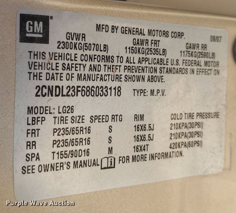 image for item IP9266 2008 Chevrolet Equinox  SUV