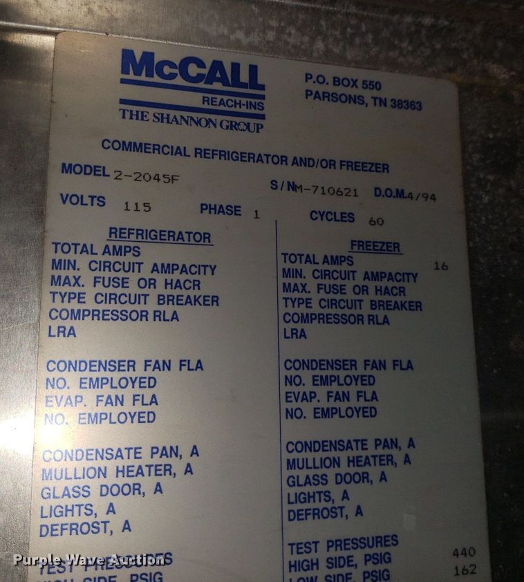 image for item IP9283 McCall  refrigerator/freezer