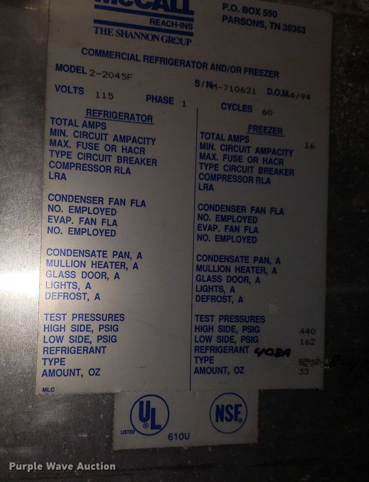 image for item IP9283 McCall  refrigerator/freezer