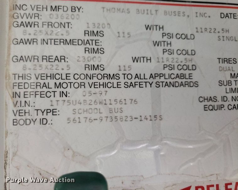 image for item IP9338 1998 Thomas  school bus