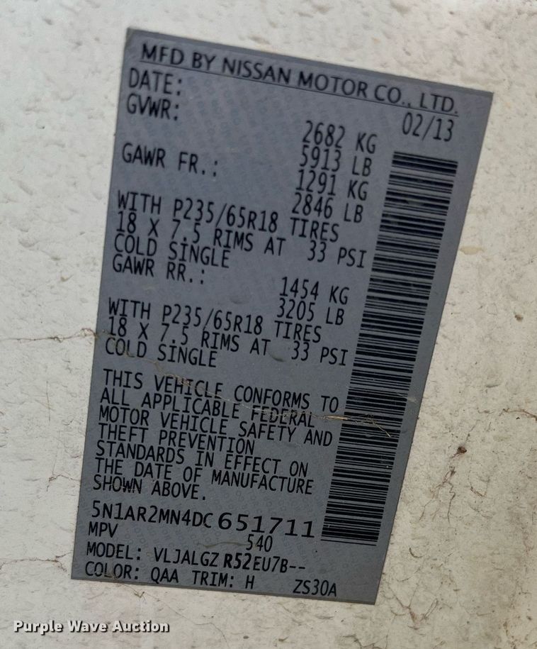 image for item IR9250 2013 Nissan Pathfinder  SUV