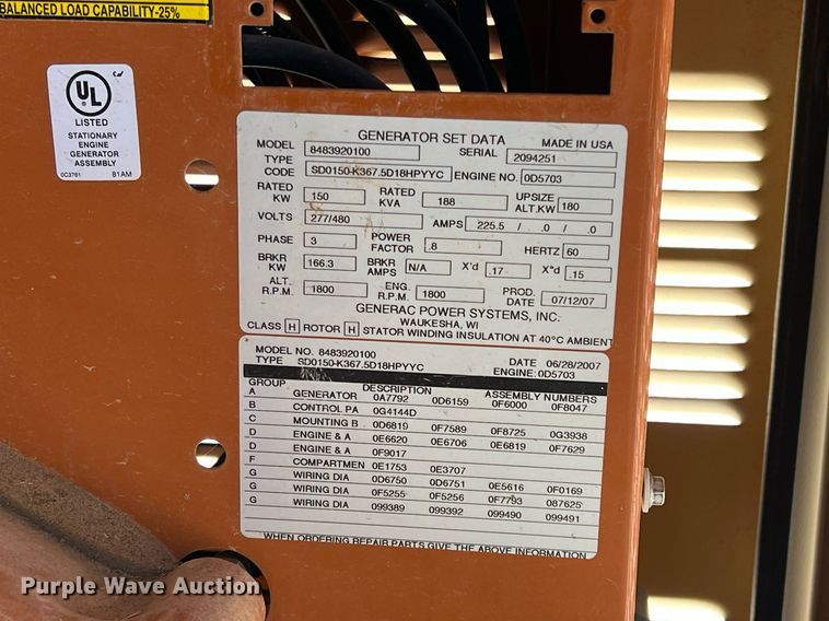 image for item IR9251 Generac 8483920100  generator