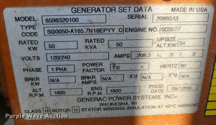 image for item JG9553 Generac  generator