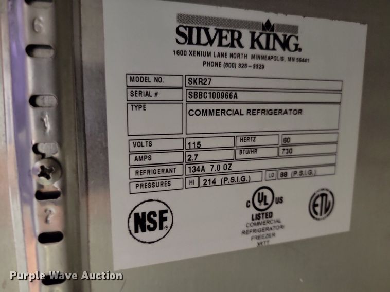 image for item JO9218 Silver King SKR27  refrigerator