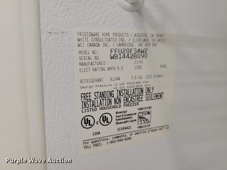 image for item JO9223 2001 Frigidaire FFU20F3AW2  freezer