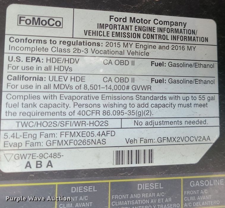 image for item LE9210 2016 Ford Econoline E450  delivery truck