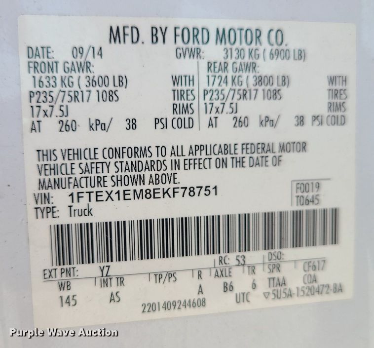 image for item LE9214 2014 Ford F150  SuperCab pickup truck