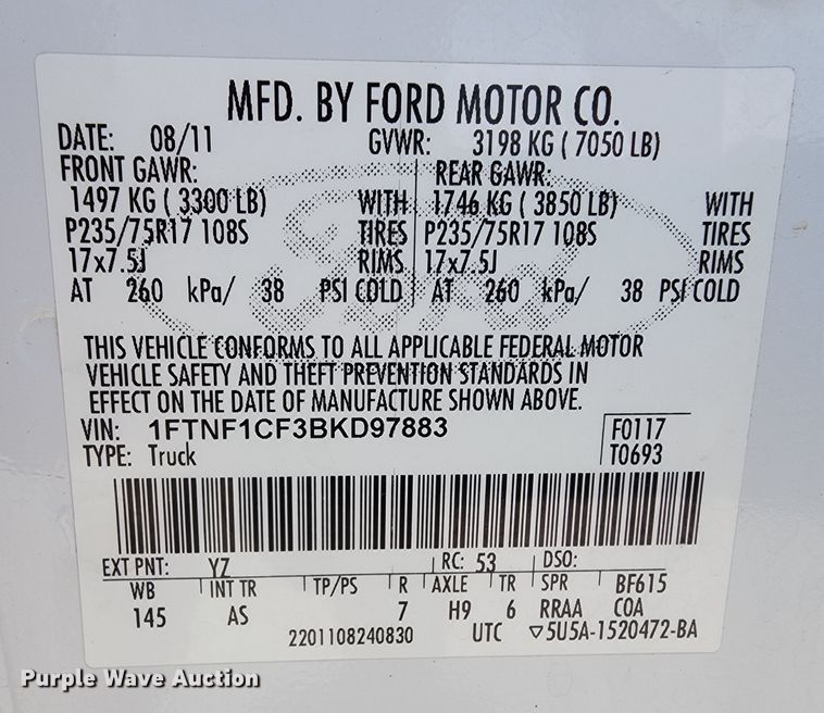 image for item LE9215 2011 Ford F150  pickup truck